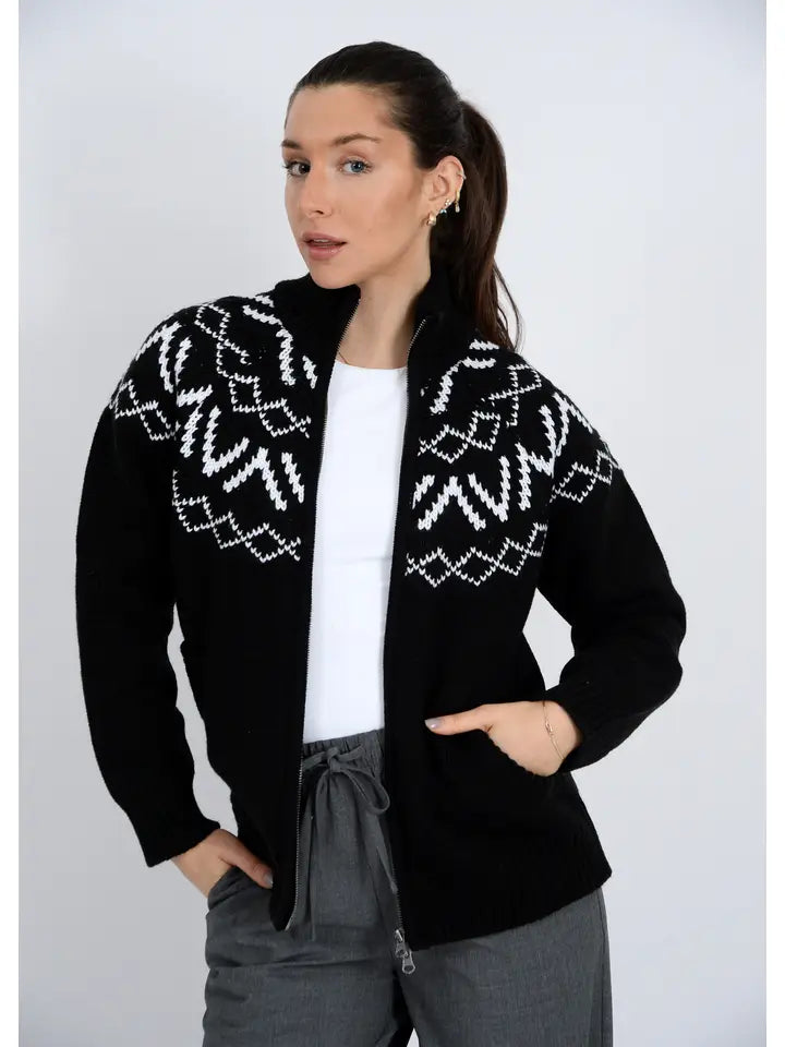 RD Leocadia Long Raglan Mock Neck Cardigan