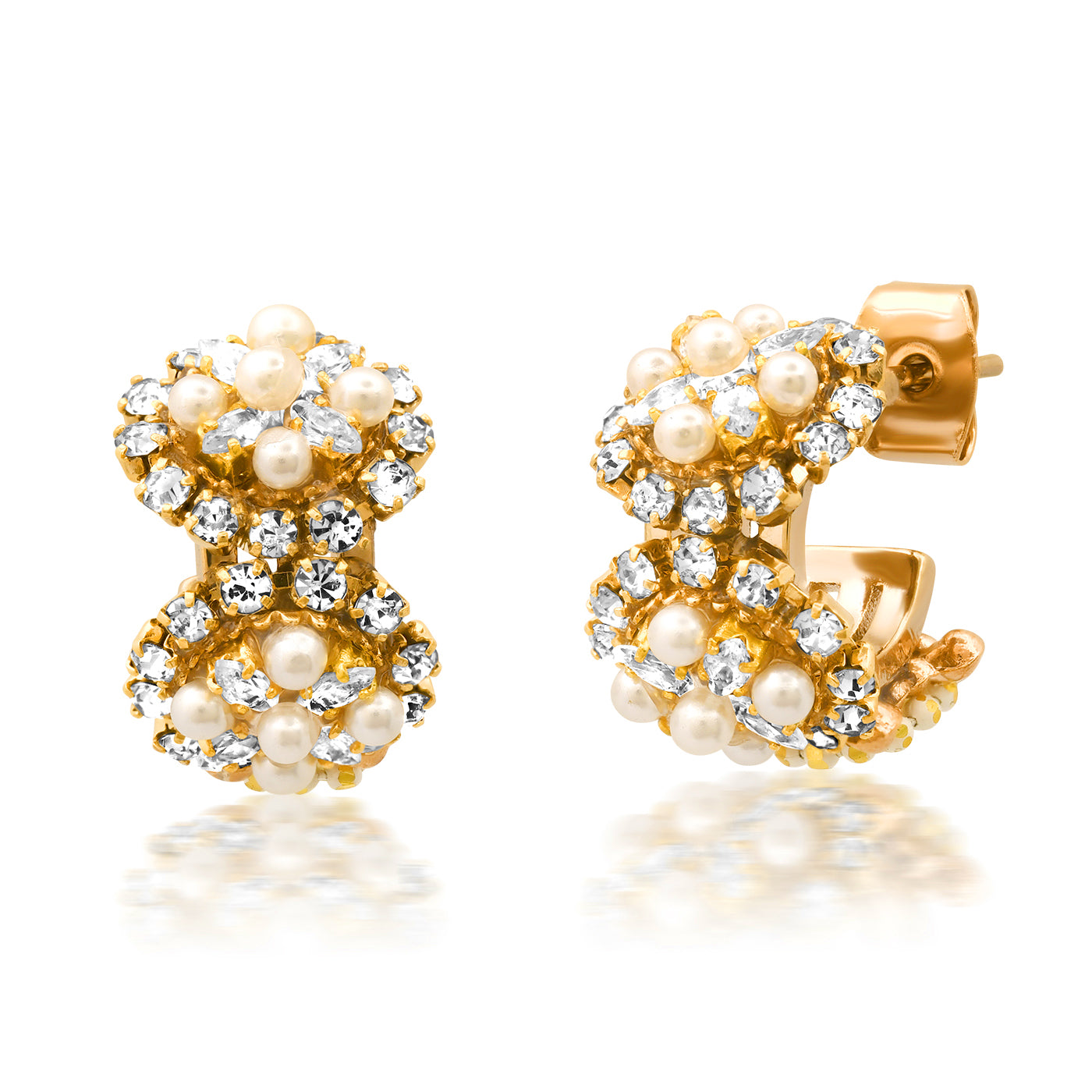 Tai Pearl and CZ Beaded Huggies