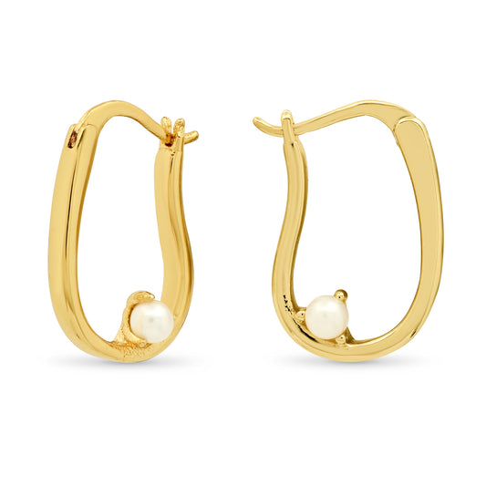 Tai Organic Oval Hoop with Pearl Accent