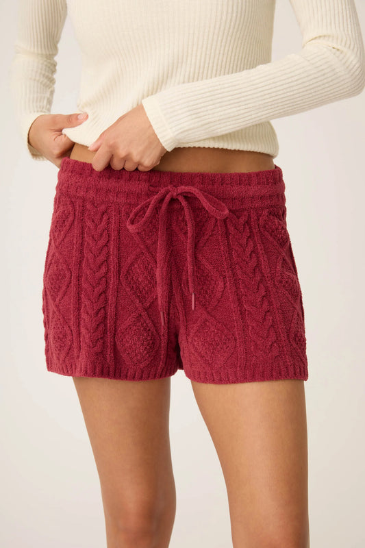 PJS Cozy Chenille Cable Knit Short