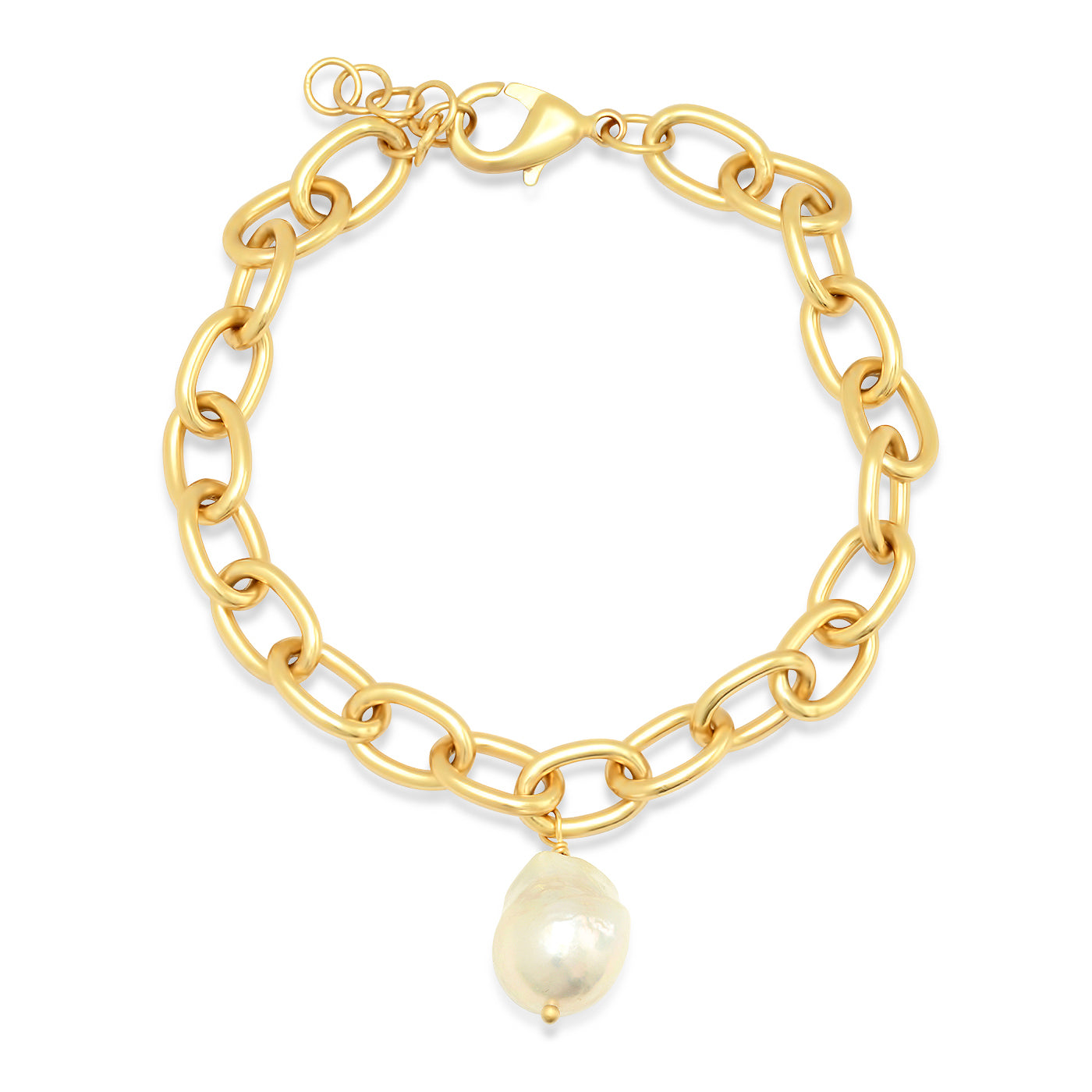Tai Gold Chain Bracelet w/ Fresh Water Pearl Dangl