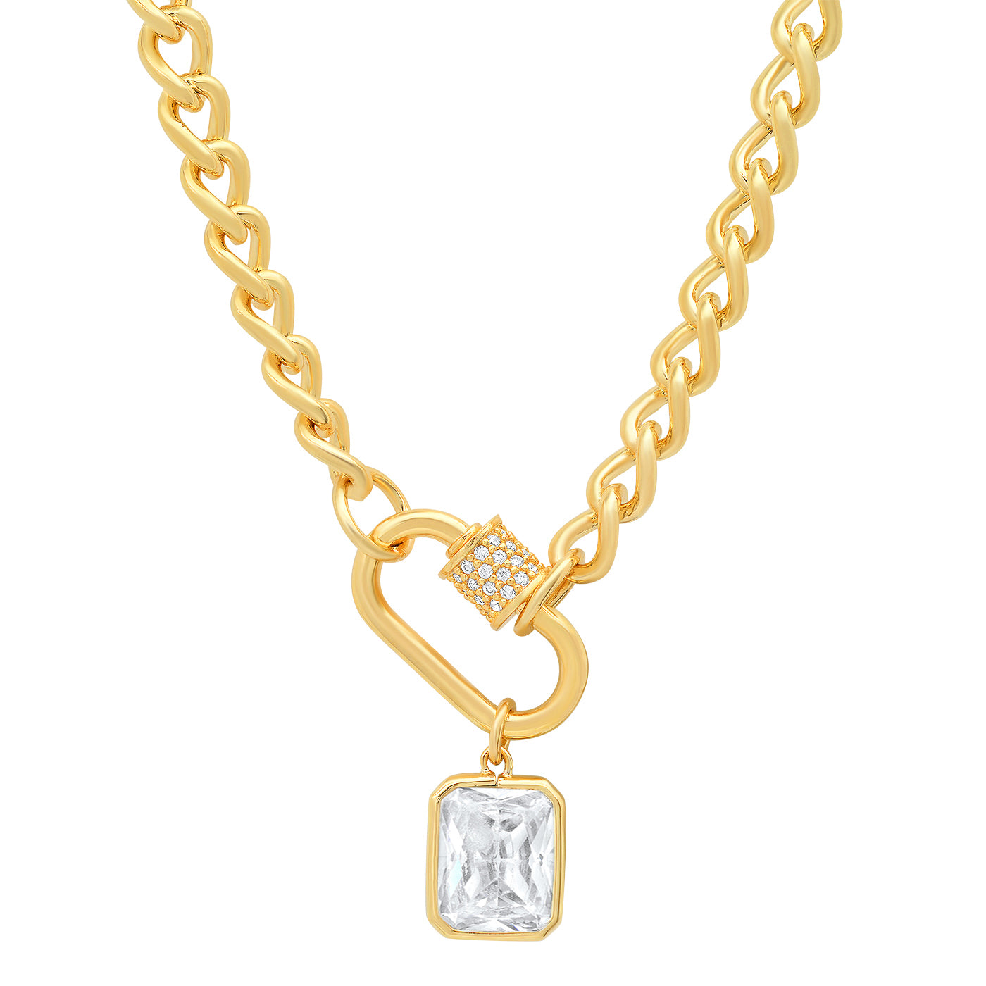 Tai Gold Link Emerald Lock Necklace