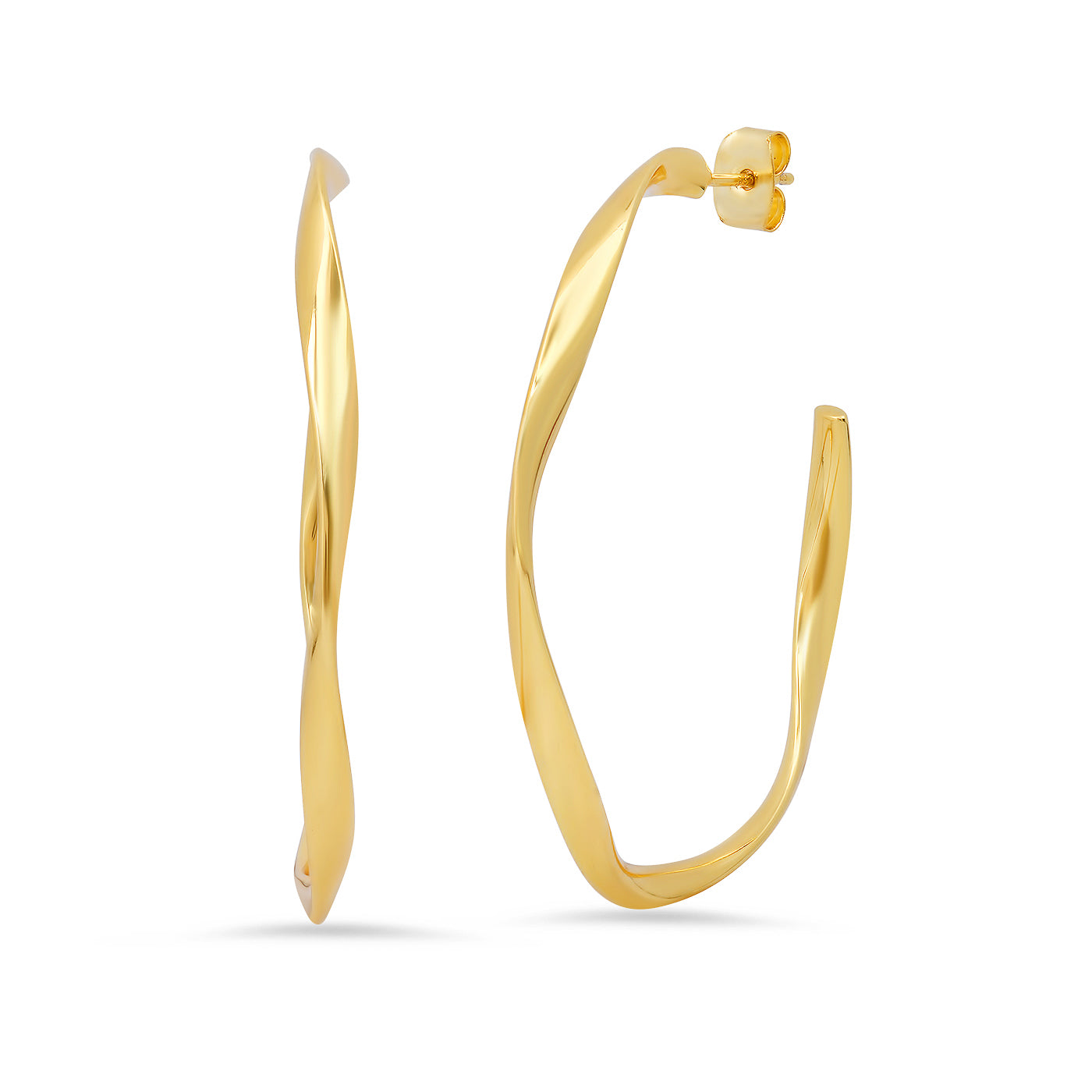 Tai Large Gold Wavy Hoops