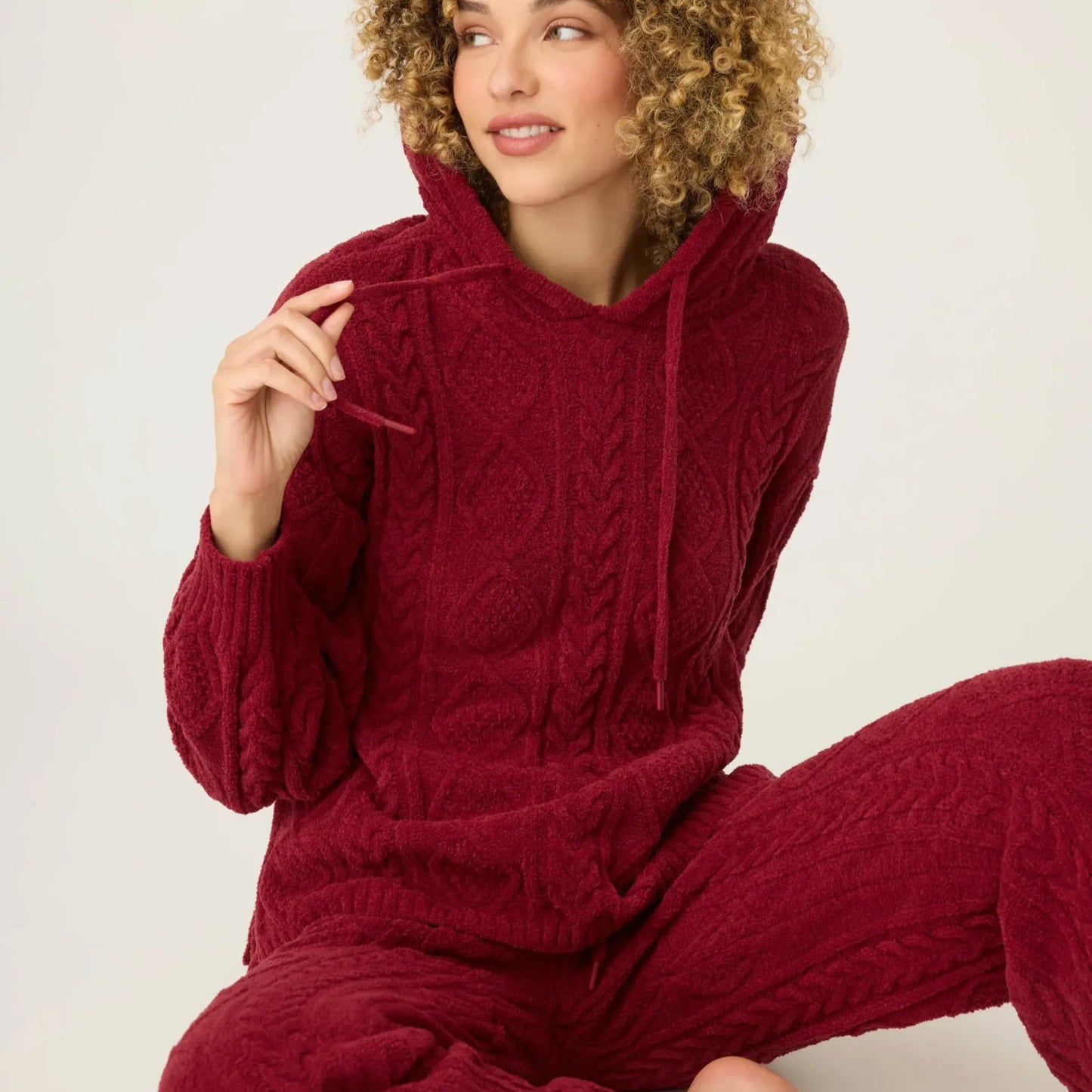 PJS Cozy Chenille Cable Knit L/s