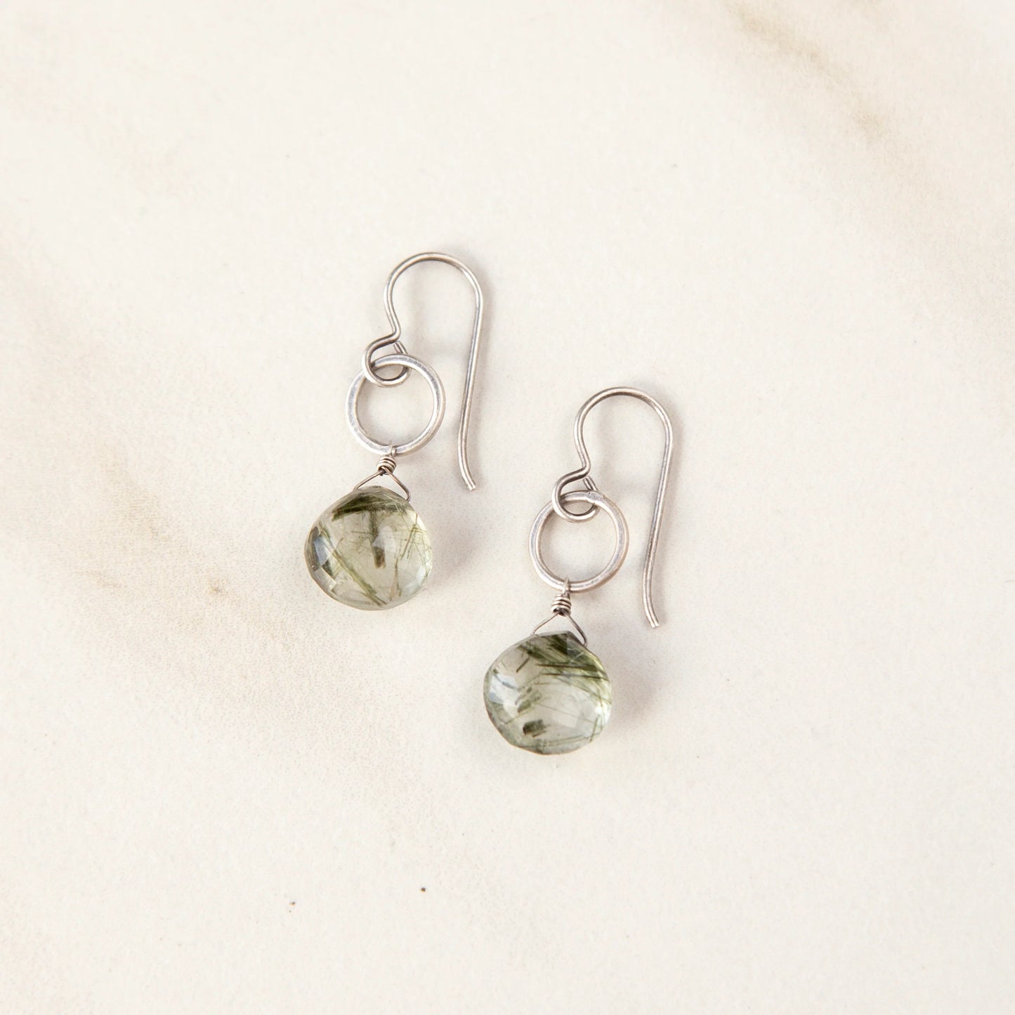 Tasi Silver Earrings with Faceted Quartz