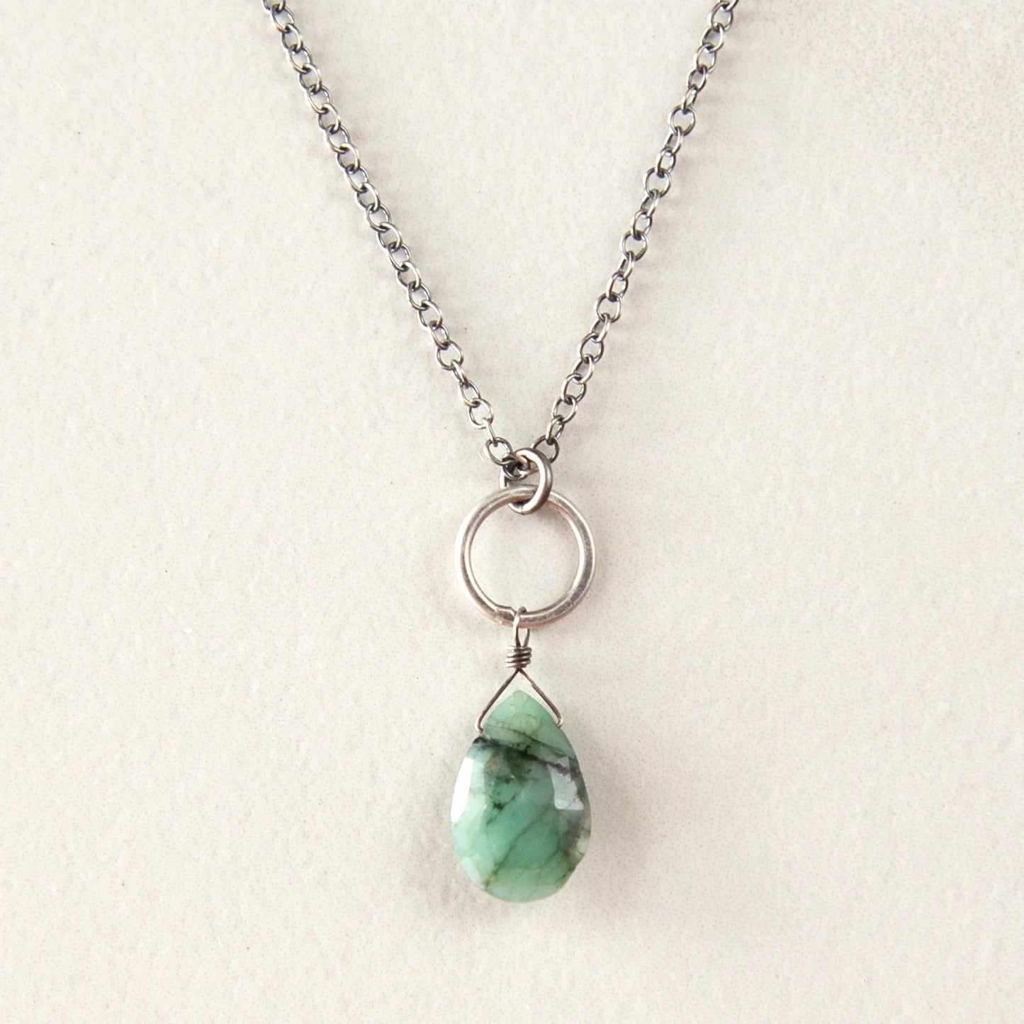 Tasi Delicate Necklace with Faceted Emerald