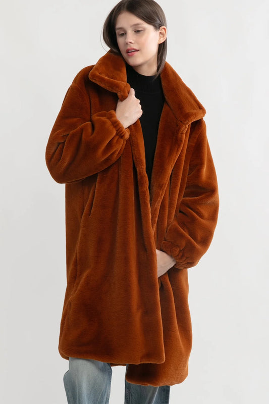 Look Shearling Stand Collar Coat