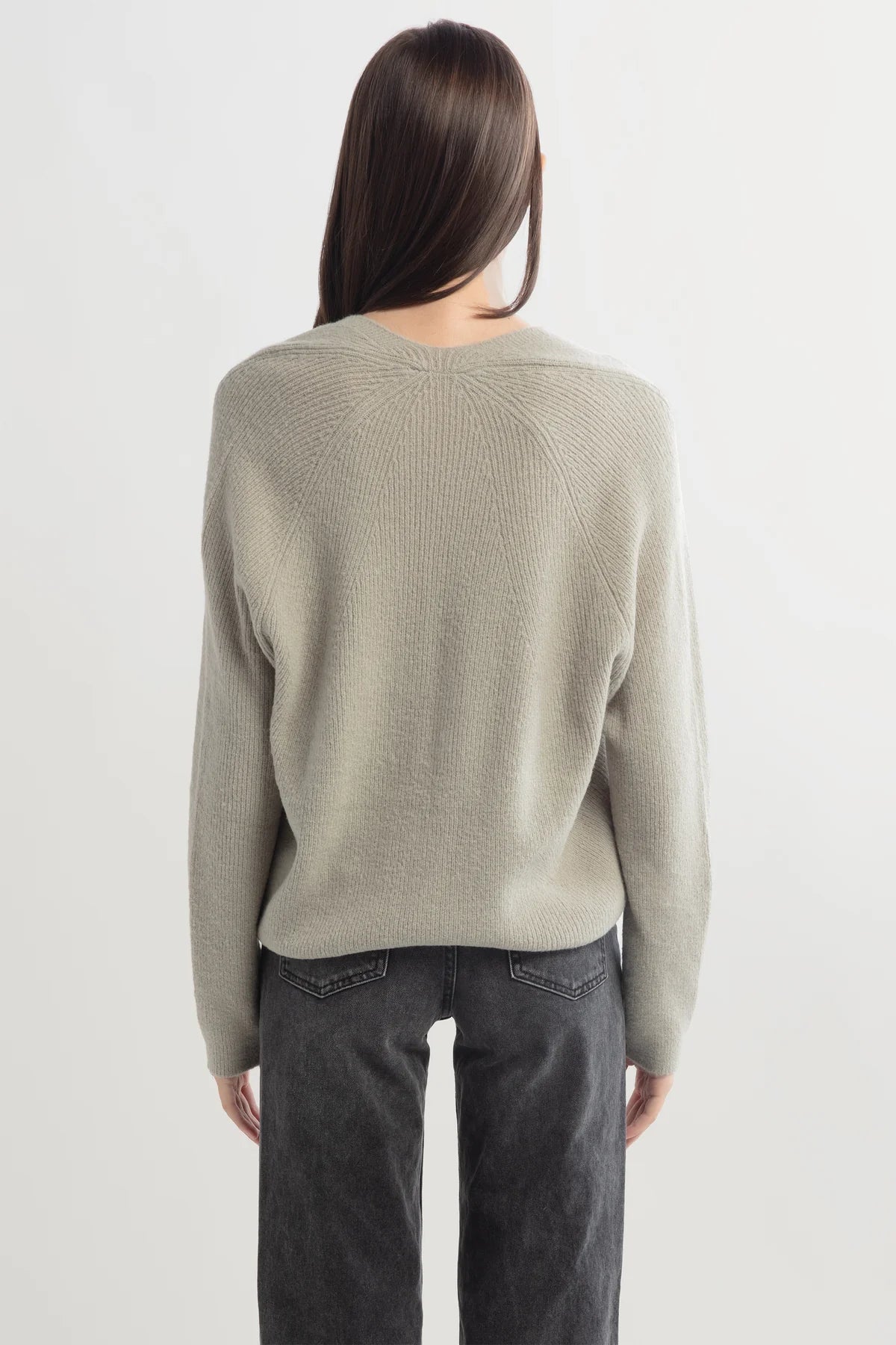 Look V-neck Rib Knit Sweater