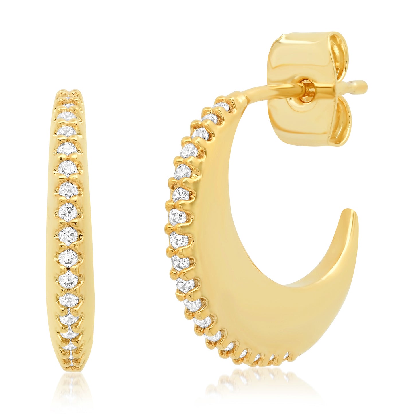 TAI Ridged Oval CZ Huggie