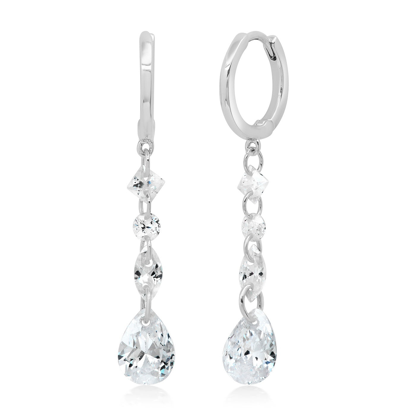 TAI Hoops with Floating CZ Dangles