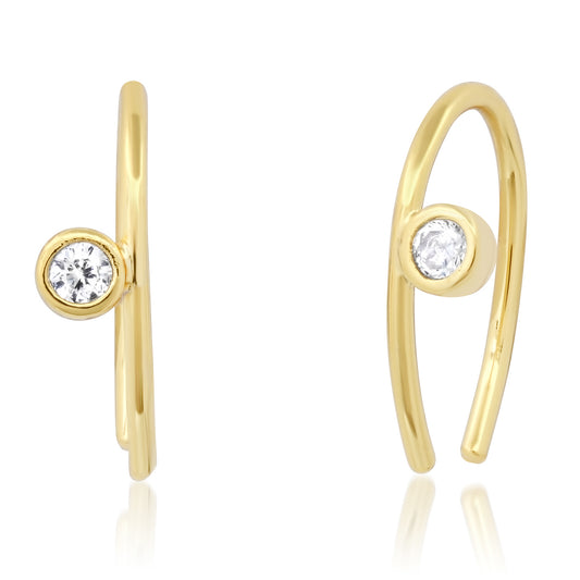 Tai Mini French Wire Huggies CZ Accent