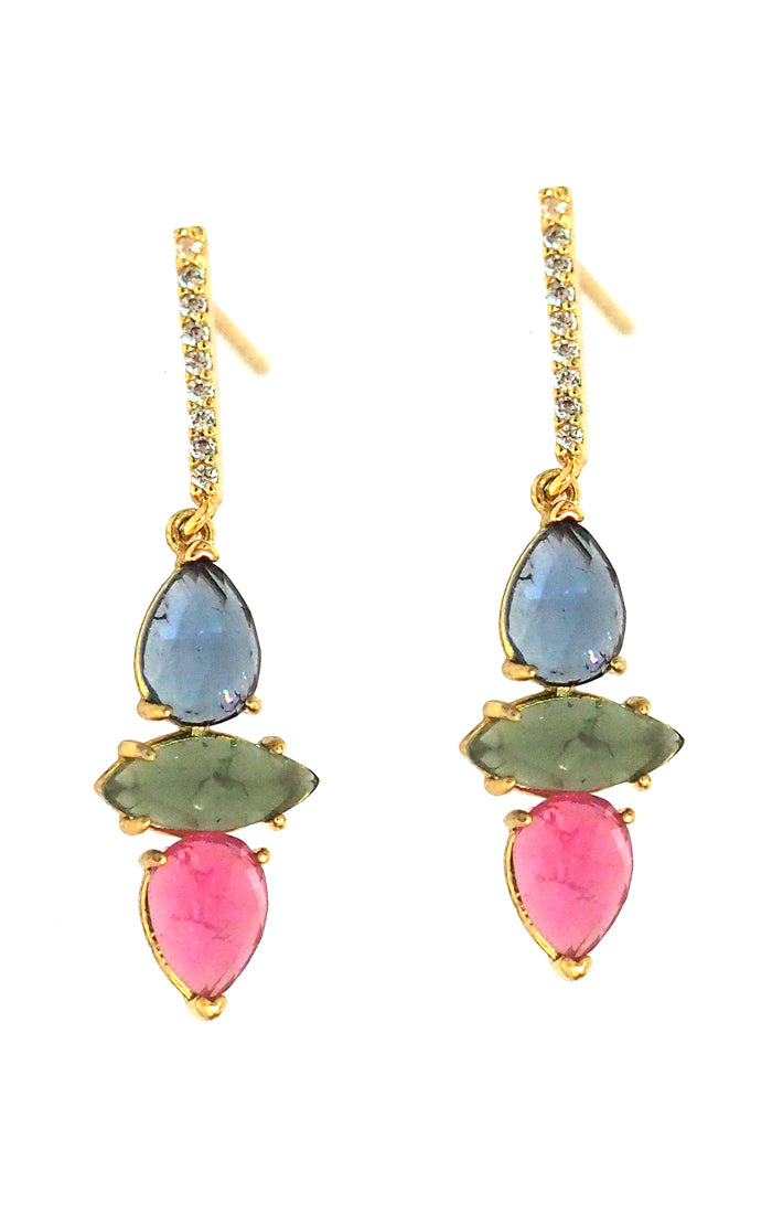 TAI Jewel Tone Pave Cz Stick Dangle Earring