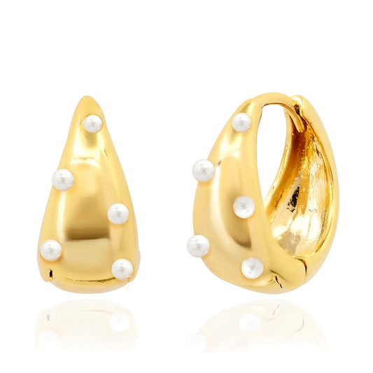 Tai Teardrop Pearl Click Huggies