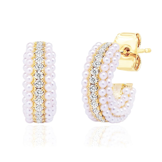 Tai Tiny Pearl and CZ Huggies