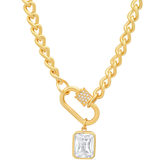 Tai Gold Link Emerald Lock Necklace