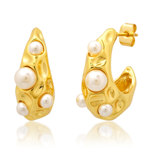 Tai Hoop earrings w/spread pearl