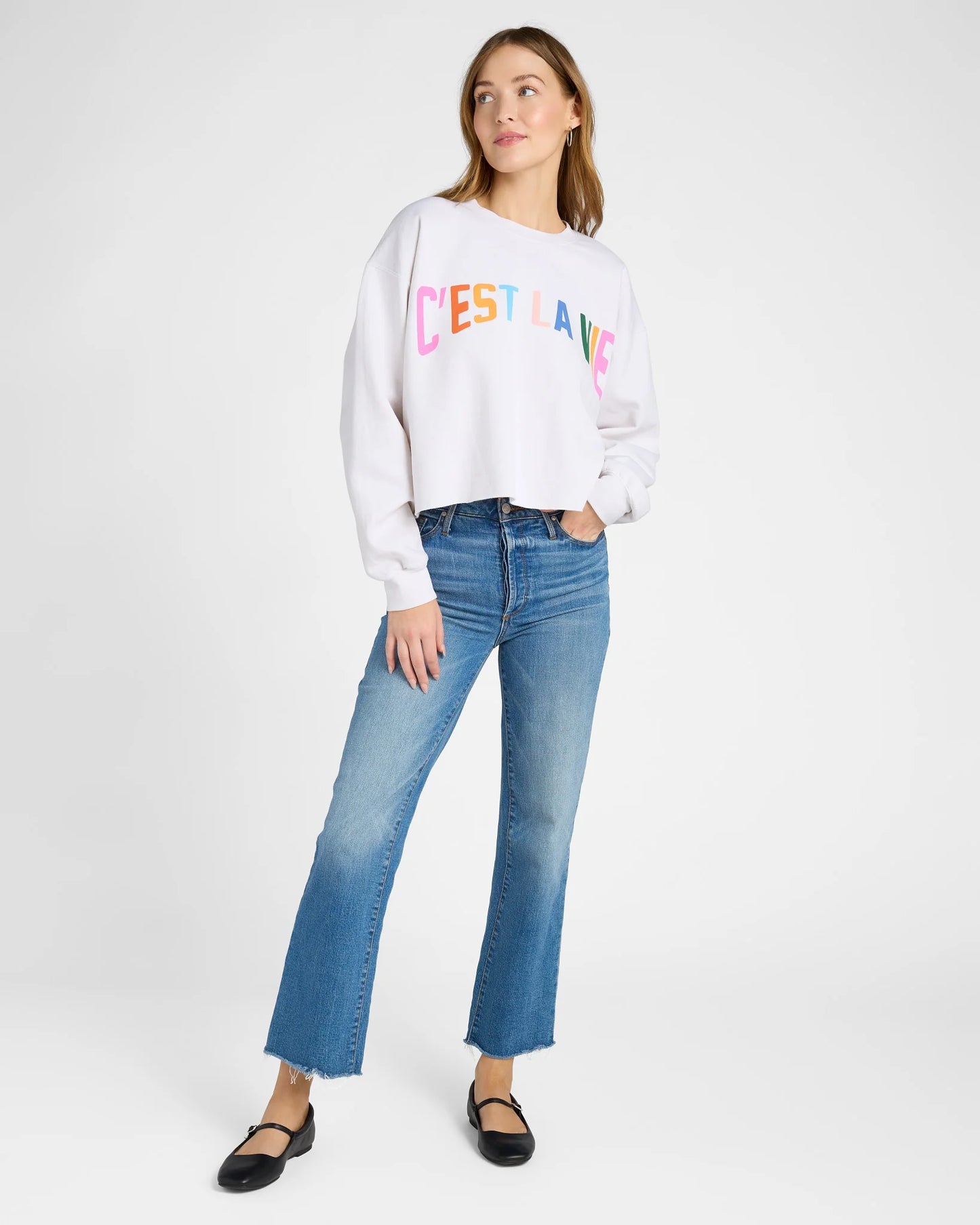 PST C'est La Vie Raw Hem Sweatshirt