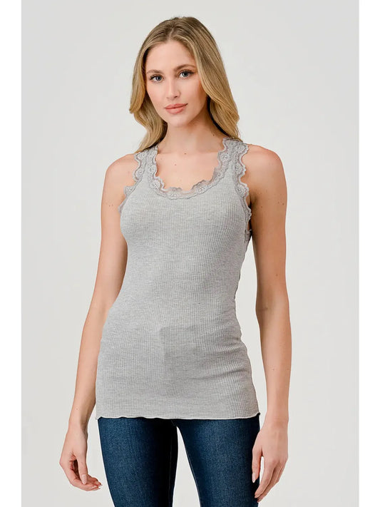 HT Lace Trim Ribbed Tank