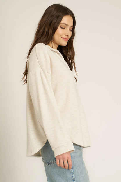 PST Chiara Cozy Oatmeal Collared Pullover