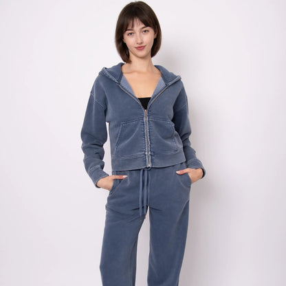 RD Haidelyn Mineral Wash Fleece Zipper Hoodie